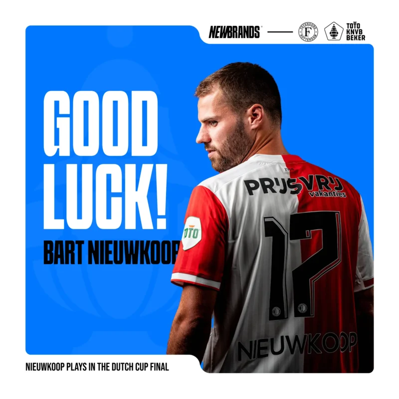 Newbrands support visual voor Feyenoord-speler Bart Nieuwkoop voorafgaand aan de KNVB Bekerfinale